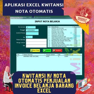 Aplikasi Kwitansi Nota Otomatis Penjualan Invoice Belanja Barang Excel