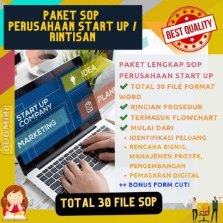 Paket 30 SOP Perusahaan Start Up / Rintisan +Prosedur Kerja Startup +Flowchart + Rencana Bisnis Proses +Proyek +Pemasaran Digital